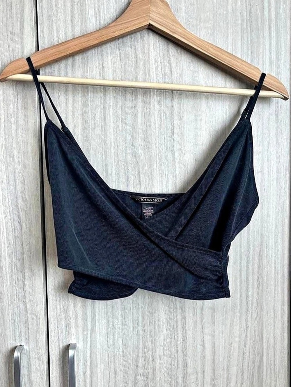 Victoria'Small Secret Black Wrap Crop Top Size Small Like New